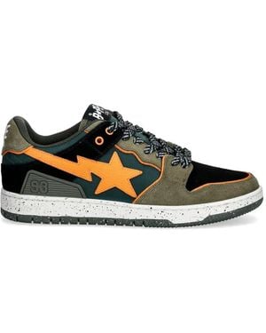 A Bathing Ape Star Appliqued Trainers - Green