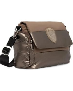 Blauer Padded Crystal-Logo Shoulder Bag - Brown