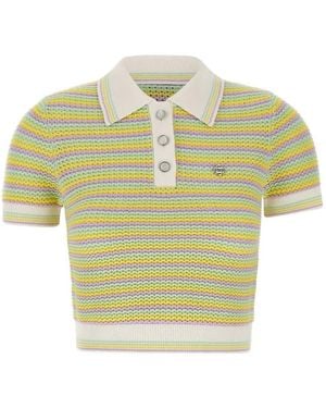 CASABLANCA Striped Polo Shirt With Bourgeois-Style Logo - Multicolour