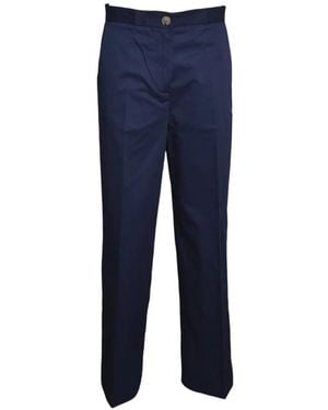 SOLOTRE Pressed-Crease Straight-Leg Trousers - Blue
