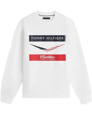 Tommy Hilfiger X Cadillac Formula 1 Team Chevron Crew-Neck Sweater - White
