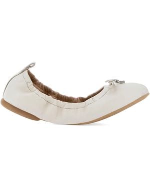Hogan Leather Ballerina Shoes - Natural