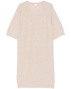 Panicale Sequin V-Neck Midi Dress - White