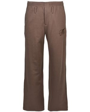 MASU Logo-Embroidered Wide-Leg Track Pants - Brown