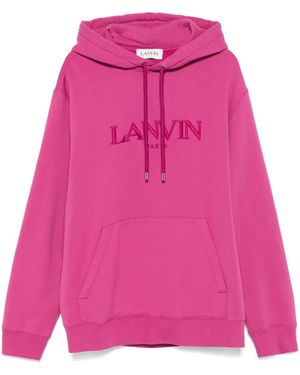 Lanvin Embroidered-Logo Hoodie - Pink