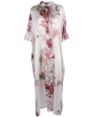 Shirtaporter Coral-Print Caftan Dress - Pink