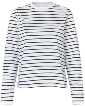 Samsøe & Samsøe Sacamino Striped Long-Sleeve T-Shirt - White
