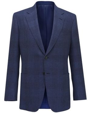 ZEGNA Check-Pattern Single-Breasted Blazer - Blue