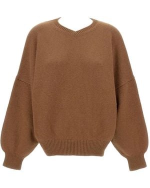 KHAITE Crew-Neck Long-Sleeve Jumper - Brown