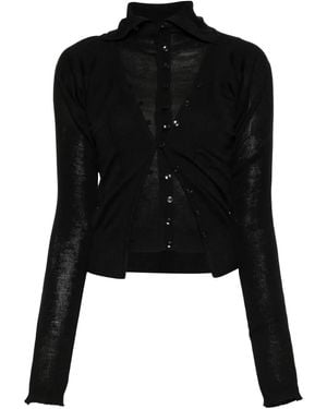 Low Classic Cardigan Im Layering-Look - Schwarz