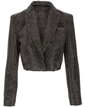 Roland Mouret Rhinestone-Embellished Cropped Blazer - Black