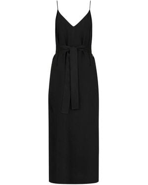 ARMANI EXCHANGE Belted Patterned-Jacquard Maxi Dress - Black