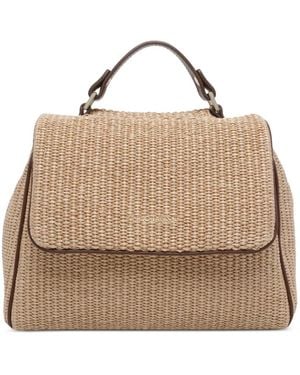 Orciani Small Sveva Zanzibar Leather-Trim Handbag - Natural