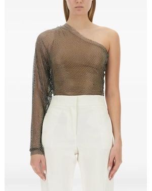 Genny One-Shoulder Studded Top - White