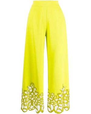 Elie Saab Embroidered-Detail Cropped Trousers - Yellow