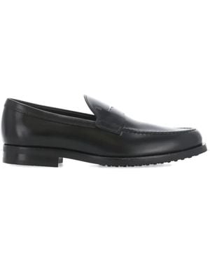 Tod's Embossed Leather Loafers - Black