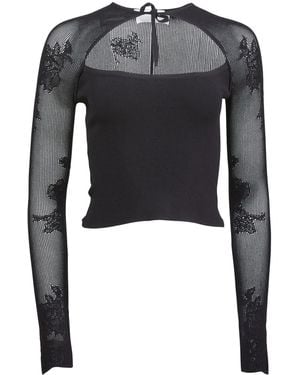 Fleur du Mal Top Con Maglia Pointelle - Nero