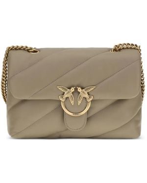 Pinko Medium Love Bag Quilted Leather Shoulder Bag - Grey