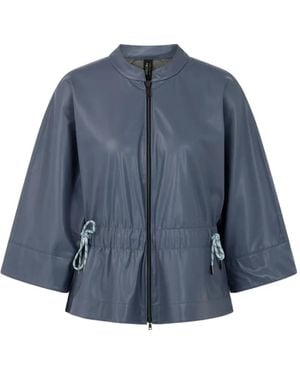 Marc Cain Drawstring-Waist Cropped-Sleeve Jacket - Blue