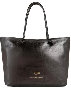 V73 Logo-Patch Tote Bag - Black