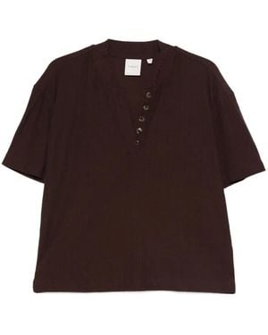 Varley Kasey Button-Placket Top - Brown