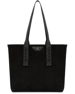Aviteur Bolso Shopper De Ante Con Asa Tejida - Negro