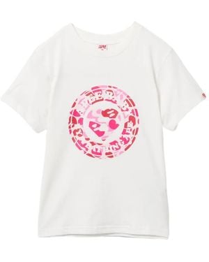 AAPE BY A BATHING AP Graphic Printed T-Shirt - Pink