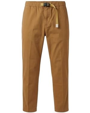 White Sand Buckle-Fastening Belt Trousers - Natural