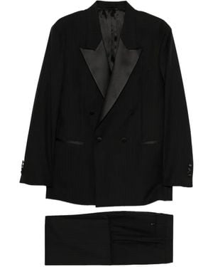 Reveres 1949 Shawl-Lapel Striped Suit - Black