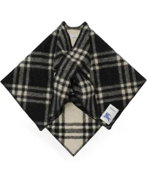 Burberry Check Wool Scarf Capelet - Black