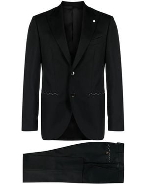 Luigi Bianchi Peak-Lapels Single-Breasted Suit - Black