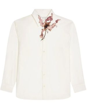 Dries Van Noten Chemise En Coton À Fleurs - Blanc