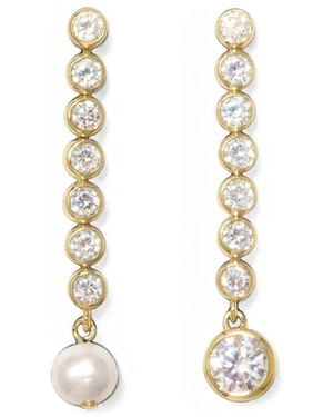 Completedworks Zirconia And Pearl Asymmetric Drop Earrings - White
