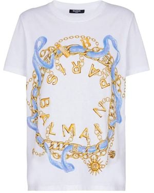 Balmain プリント Tシャツ - ホワイト