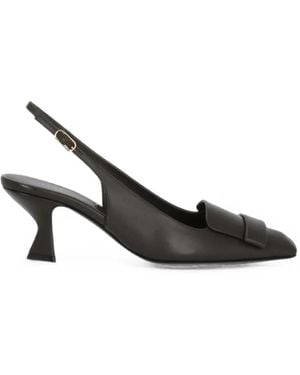 Sergio Rossi Buckle-Detail Slingback Court Shoes - Brown