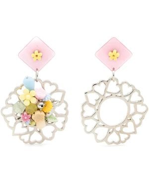 Amir Slama Floral-Appliqué Drop Earrings - White