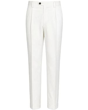 Devore Pleated Turn-Up Trousers - White