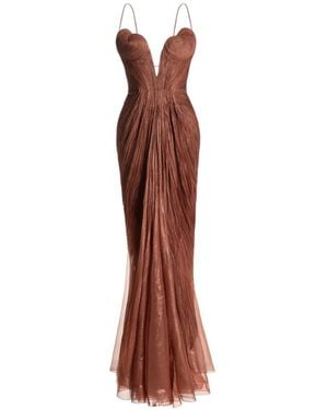 Maria Lucia Hohan Cecilia V-Neck Gown Maxi Dress - Brown