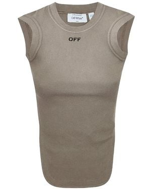 Off-White c/o Virgil Abloh Logo-Print Ribbed Tank Top - Gray