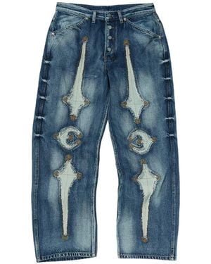 THUG CLUB Wide-Leg Jeans - Blue