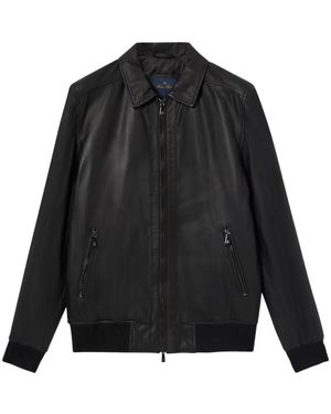 Brooks Brothers Leather Bomber Jacket - Black