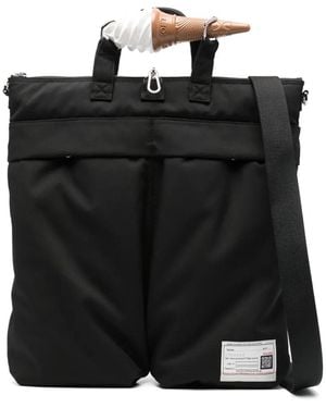Maison Mihara Yasuhiro Bolso shopper con parche del logo - Negro