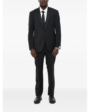 Corneliani Satin Shawl-Lapel Three-Piece Suit - Black