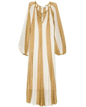 Zimmermann Mahon Splice Long-Sleeve Striped Maxi Dress - Metallic