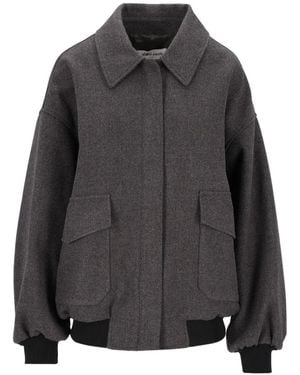 Al Duca d'Aosta Diagonal-Weave Bomber Jacket - Gray