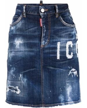 DSquared² Logo-print Denim Skirt - Blue