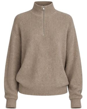 Jenni Kayne Pull Côtelé À Col Zippé - Brown