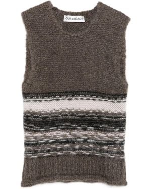 Our Legacy Haut Rayé En Fair Isle - Gris