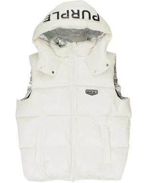 Purple Brand Hooded Puffer Vest - White
