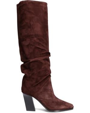 Jimmy Choo 85Mm Square-Toe Suede Knee-High Boots - Brown
